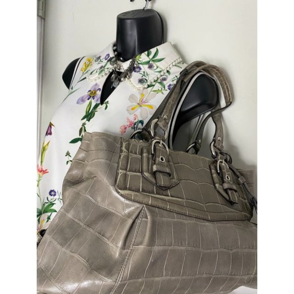 COACH Animal Embossed Leather Gray Shoulder Bag - Picture 6 of 16